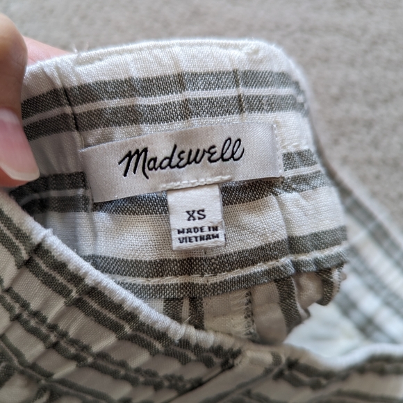 Madewell Linen Blend Striped High Waist Shorts - Picture 3 of 3
